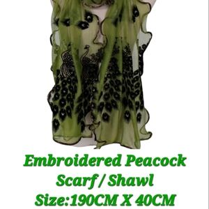 Luxury Peacock Embroidery Scarf
